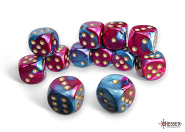 Chessex Gemini Purple-Teal/gold Plastic Polyhedral Dice Set Includes 12 Dice – D6 – 16mm