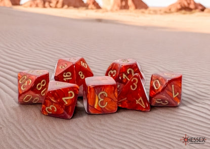 Chessex Scarab Scarlet/gold Mega-headral 7-Die Set