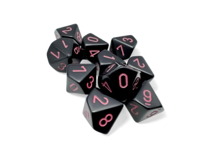 Chessex Opaque Black/pink 10 Dice – D10