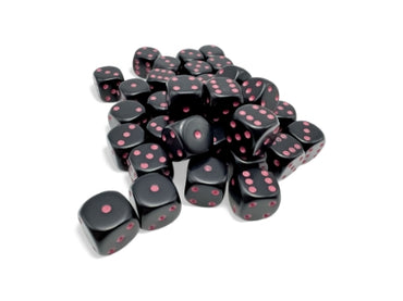 Chessex Opaque Black/pink 36 Dice – D6 – 12mm