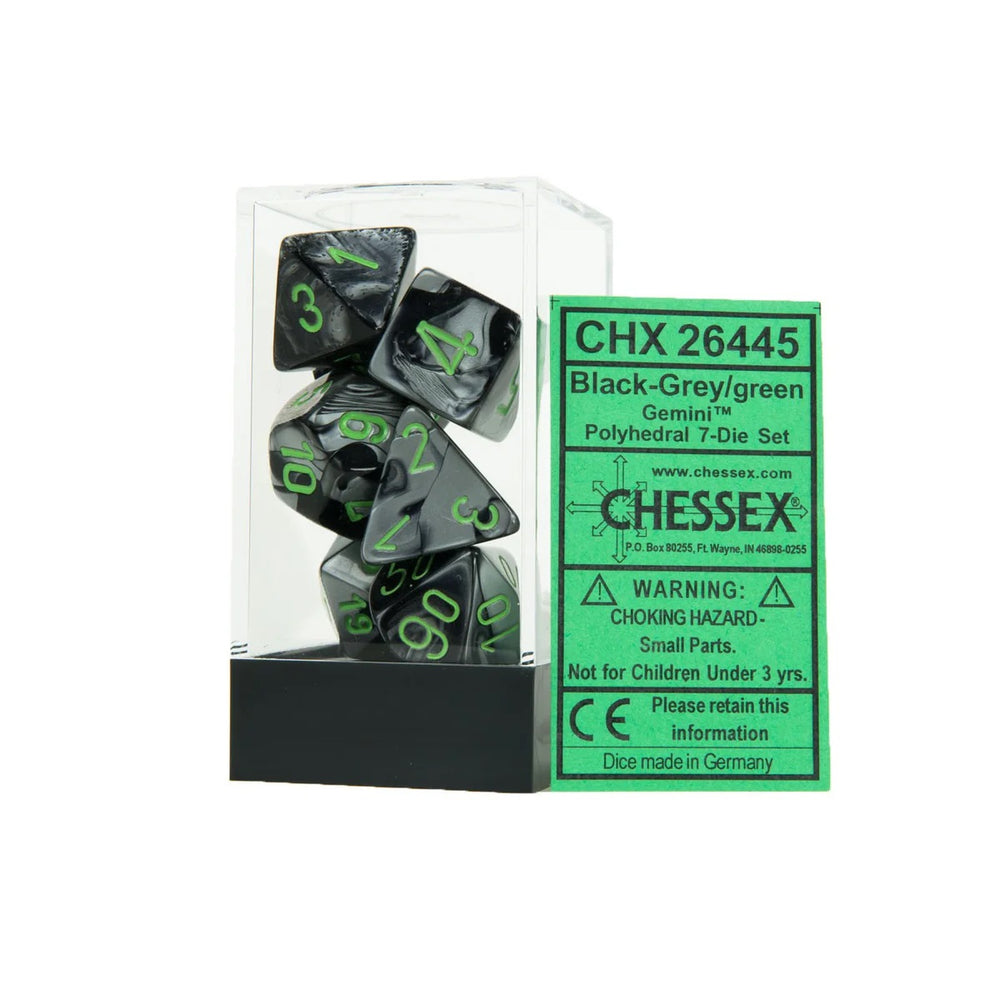 Chessex Gemini Black-Grey/Green 7-Die Set