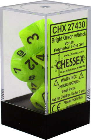 Chessex Vortex Bright Green/black 7-Die Set