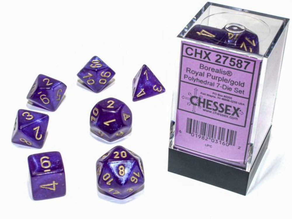 Chessex Borealis Royal Purple/Gold 7-Die Set