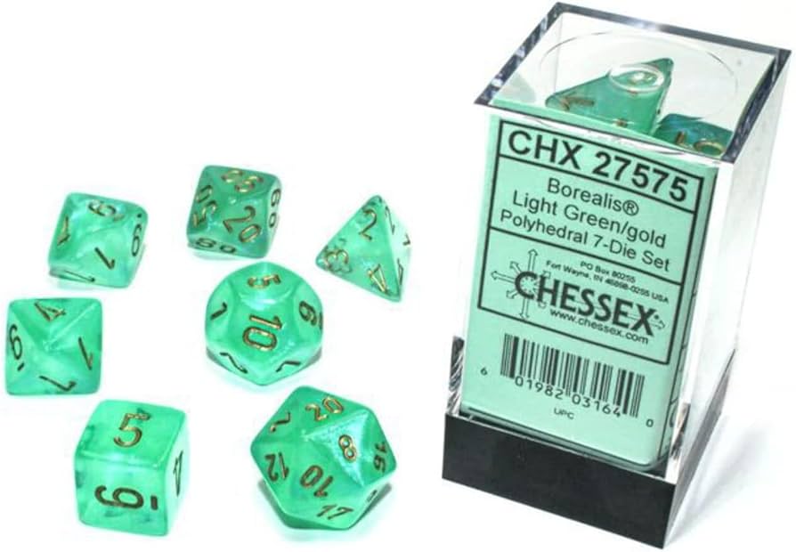 Chessex Borealis Light Green/Gold 7-Die Set