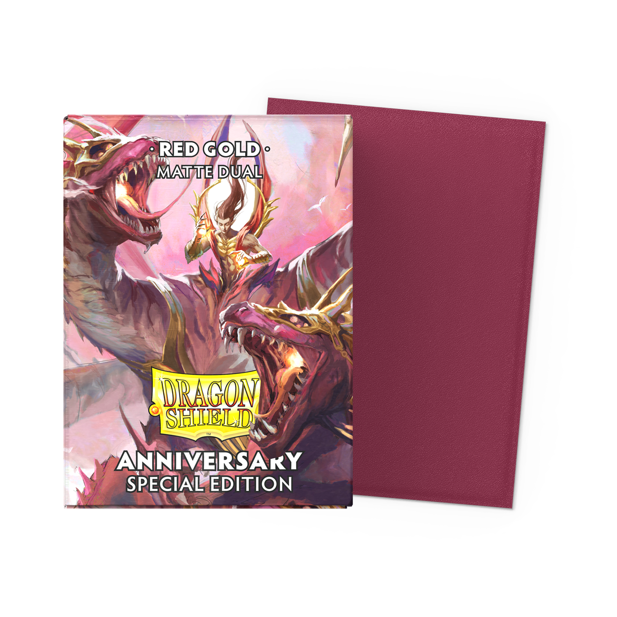 Dragon Shield Matte Dual 100 Standard Sleeves Red Gold Anniversary Edition