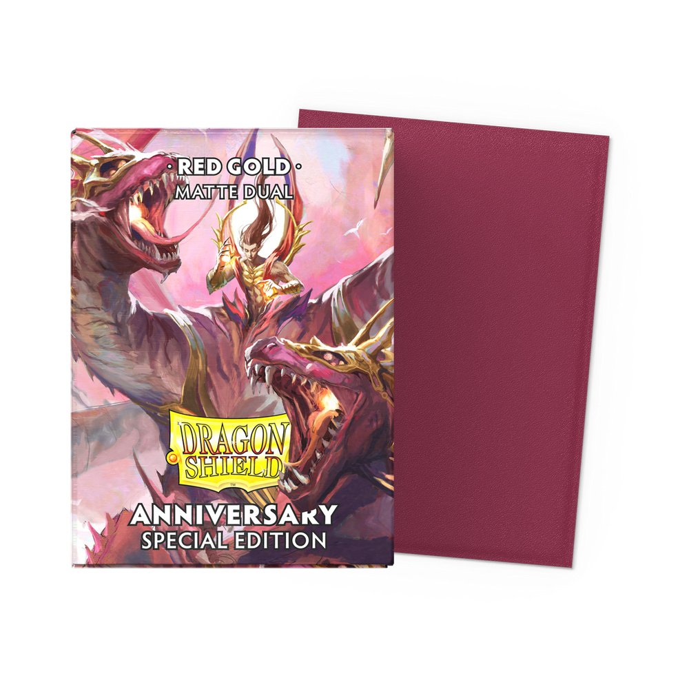 Dragon Shield Matte Dual 100 Standard Sleeves Red Gold Anniversary Edition