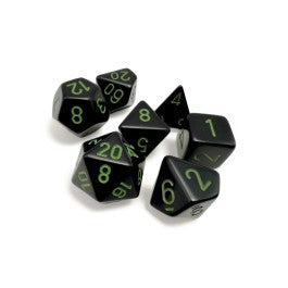 Chessex Opaque Black/green 7-Die Set