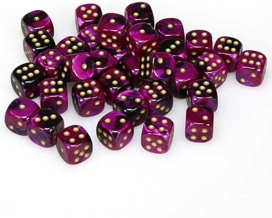 Chessex Gemini Black-Purple/Gold 36 Dice – D6 – 12mm