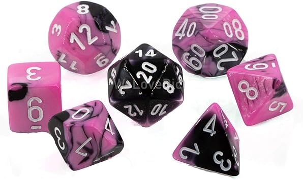 Chessex Gemini Black-pink/white Polyheadral 7-Die Set