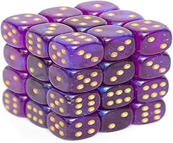 Chessex Borealis Royal Purple/Gold 36 Dice – D6 – 12mm