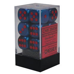 Chessex Gemini Black-Starlight/red Plastic Polyhedral Dice Set Includes 12 Dice – D6 – 16mm