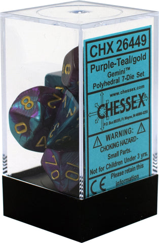 Chessex Gemini Purple-Teal/gold 7-Die Set