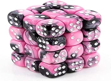 Chessex Gemini Black-pink/white 36 Dice – D6 – 12mm