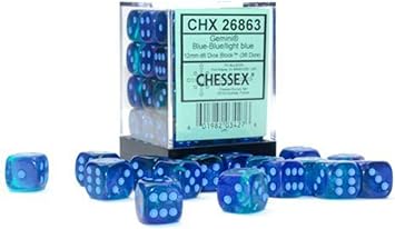 Chessex Gemini Blue-blue/light blue 36 Dice – D6 – 12mm