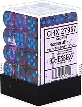 Chessex Nebula Nocturnal/blue 36 Dice – D6 – 12mm