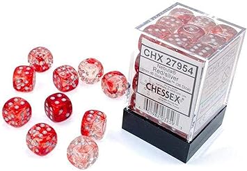 Chessex Nebula Red/silver 36 Dice – D6 – 12mm