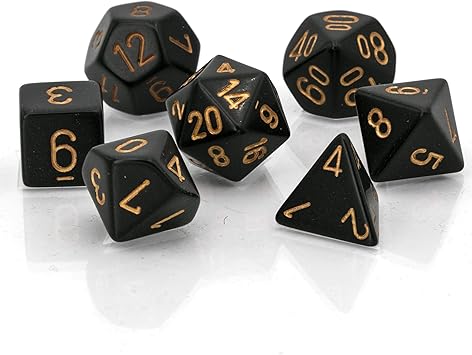 Chessex Opaque Black/gold Polyheadral 7-Die Set