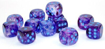 Chessex Nebula Nocturnal/blue Plastic Polyhedral Dice Set Includes 12 Dice – D6 – 16mm