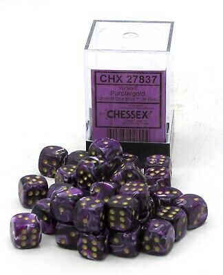 Chessex Vortex Purple-Gold 36 Dice – D6 – 12mm