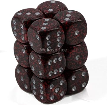 Chessex Speckled Silver Volcano Plastic Polyhedral Dice Set Includes 12 Dice – D6 – 16mm